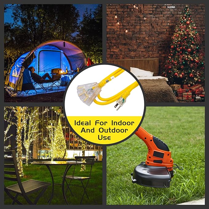 3-Outlets Indoor Outdoor Extension Cord Weatherproof - Image 6