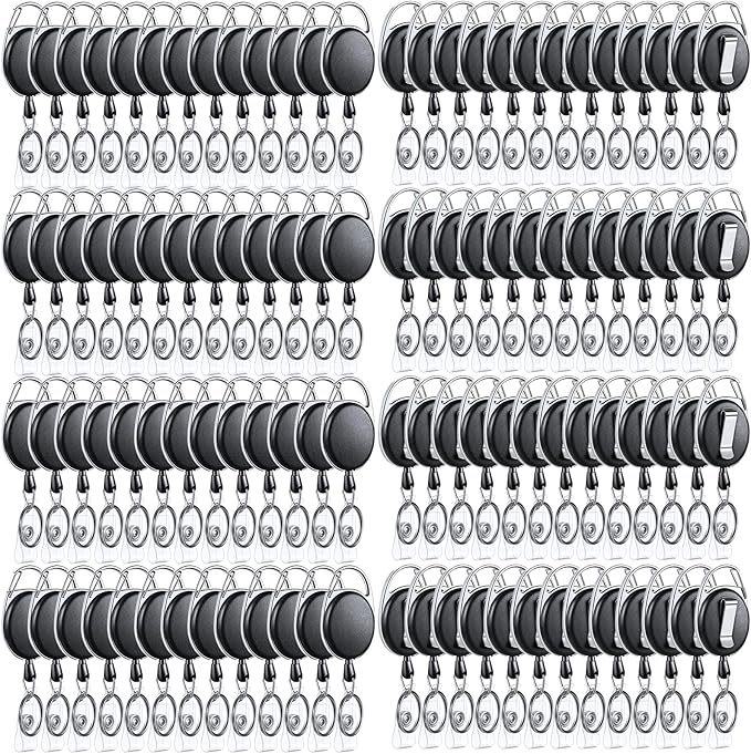 Laumoi 400 Packs Retractable ID Badge Holder Name ID Badge Reel Clips Keychain by Unknown