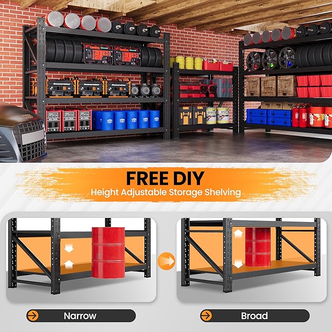 40”W Metal Storage Shelves, 20” Deep Heavy Duty Garage Shelving Units, 4 Tier - Image 3