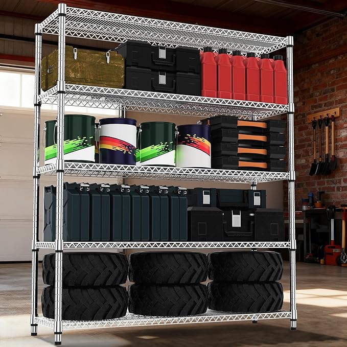 5 Tiers Shelf 3300 lbs Steel Storage Shelving Utility Shelving Unit Steel - Image 2