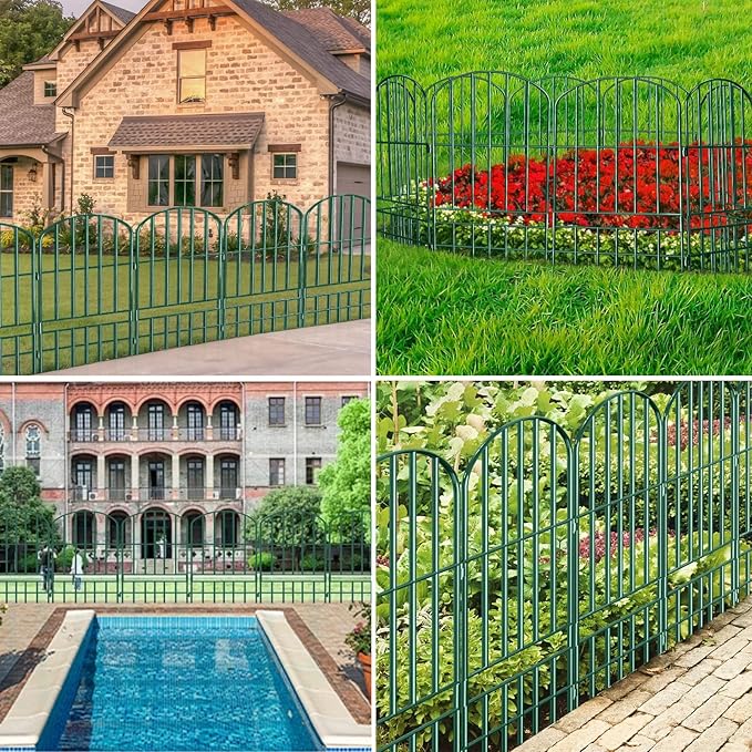 Adavin Animal Barrier Garden Fence, 10 Pack Green 12''L x 25" H no dig Fence - Image 6