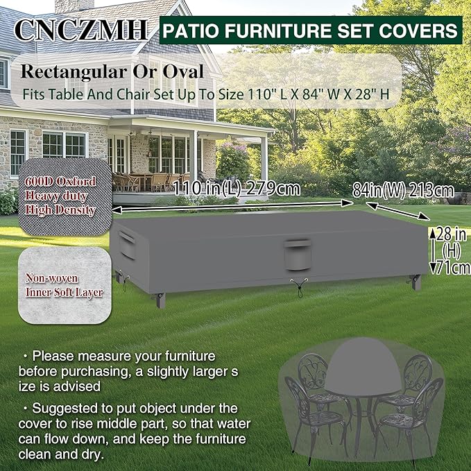 Heavy Duty Patio Furniture Covers Waterproof, 600D Outdoor Furniture Cover - Image 2