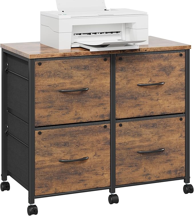 4 Drawer Lateral File Cabinet, Mobile Filing Cabinet by HIGDBFE