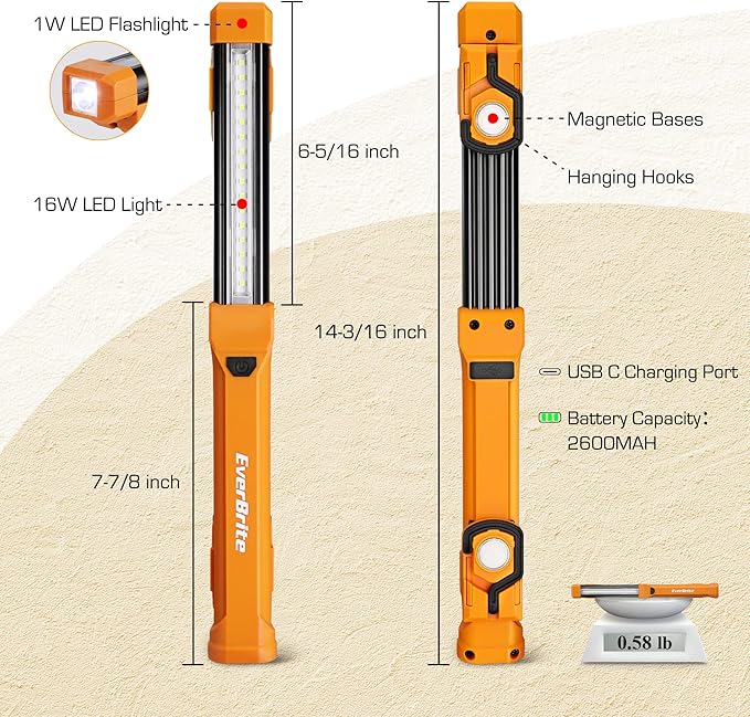 EverBrite 1000LM LED Work Light, Rechargeable Work Light - Image 2