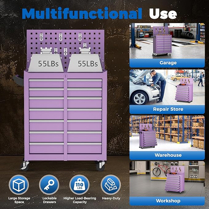 INTERGREAT 7 Drawers Rolling Tool Box - Image 9