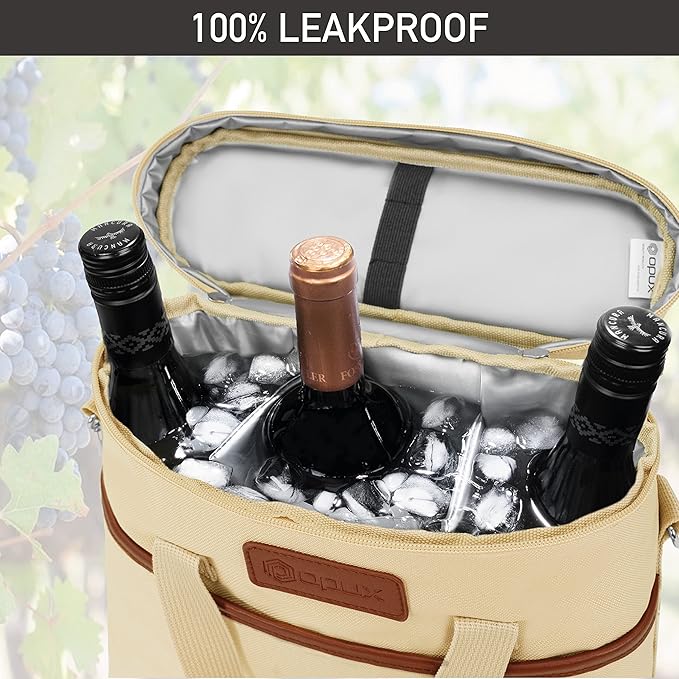 Opux 3 Bottle Insulated Leakproof Wine Cooler Bag, Tote - Image 5