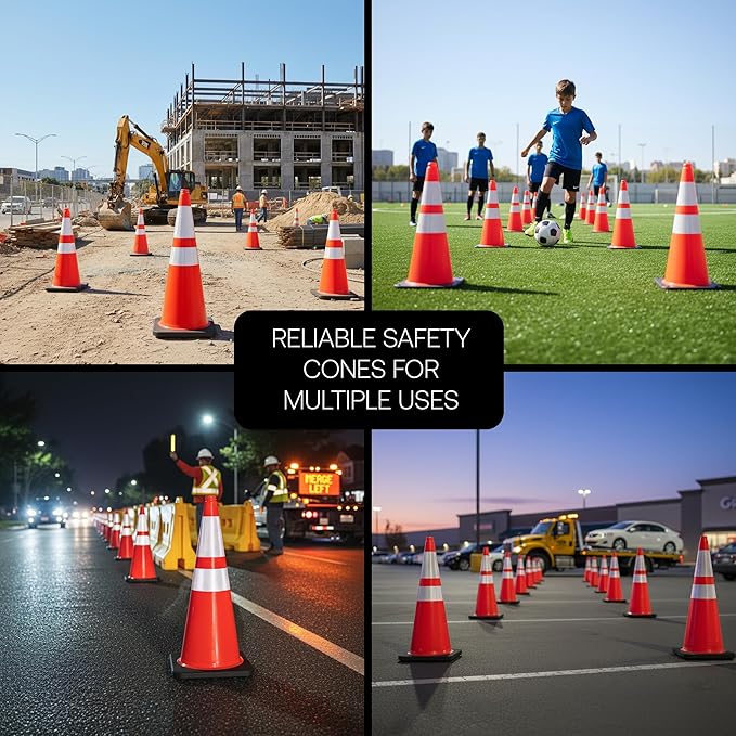 Brimar 28 Inch Traffic Cones, 12 Pack, Road Parking, MUTCD Approved Traffic - Image 6