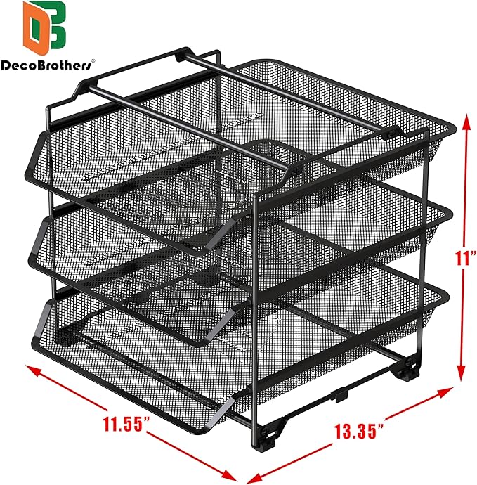 Deco Brothers Stackable Sliding Letter Tray Paper Organizer, 3 Tier - Image 6