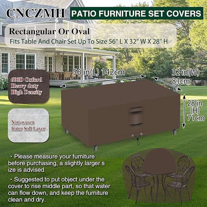 Heavy Duty Patio Furniture Covers Waterproof, 600D Outdoor Furniture Cover - Image 2