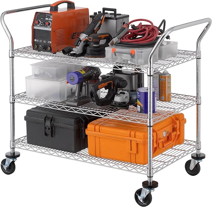 Finnhomy 3-Tier Commercial Grade Rolling Cart, Heavy Duty Utility Cart - Image 2