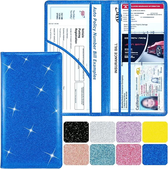 Car Registration and Insurance Holder, Leather Magnetic Shut Vehicle Glove Box by Srandme