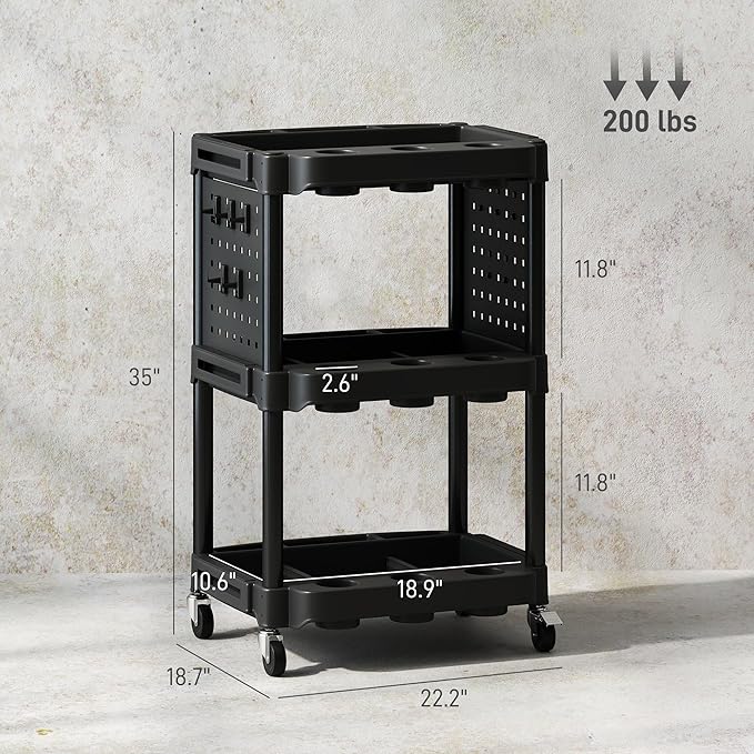 HOMCOM 3-Tier Rolling Tool Cart - Image 7