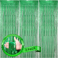 3 Pack 3.3 x 8.2 ft Laser Green Foil Fringe Backdrop Curtains, Tinsel Streamers by Voircoloria