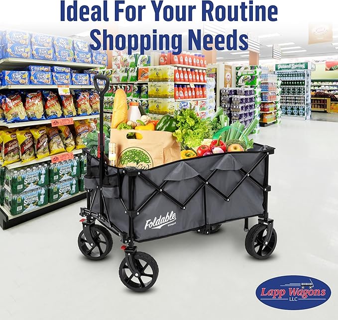 Lapp Wagons 39" Extra-Long Collapsible Folding Wagon Cart, Heavy-Duty 360 lb - Image 3
