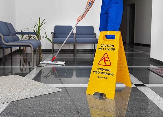 Alpine Caution Wet Floor Sign, 24 Inch High Visibility Yellow Slippery When Wet - Image 9