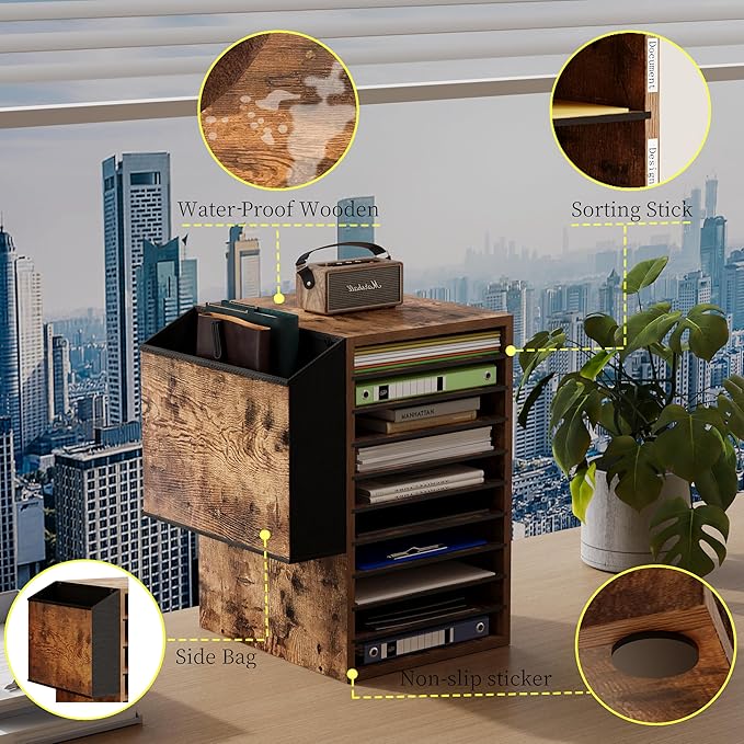 Office Mail Sorter, Wooden Paper Organizer - Image 4