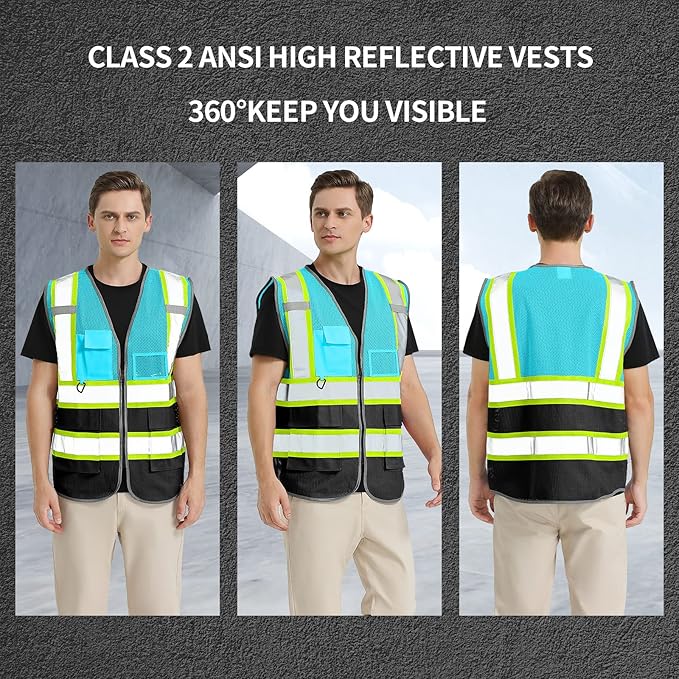 BeautyWill Custom Logo Safety Vest Class 2 High Visibility Reflective Vest - Image 4