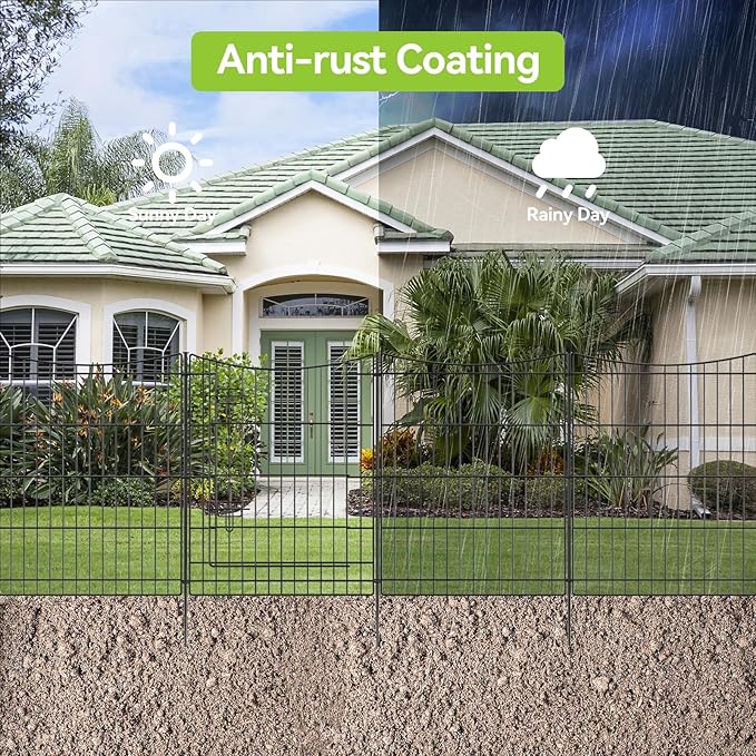 INJOPEXI Garden Fence 6 Panels 11.8ft×30in Decorative Garden Fences Outdoor - Image 4