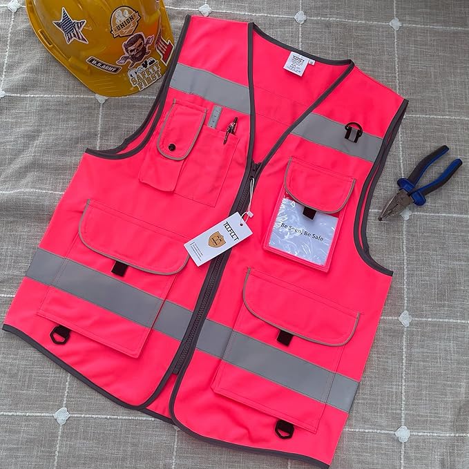 TCCFCCT Reflective Safety Vest 9 Pockets High Visibility Vest - Image 5