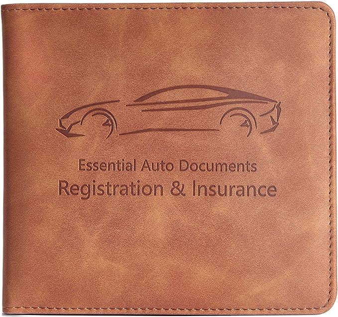 Mymazn Car Registration and Insurance Holder, Faux Leather Glove Box Organizer by Mymazn