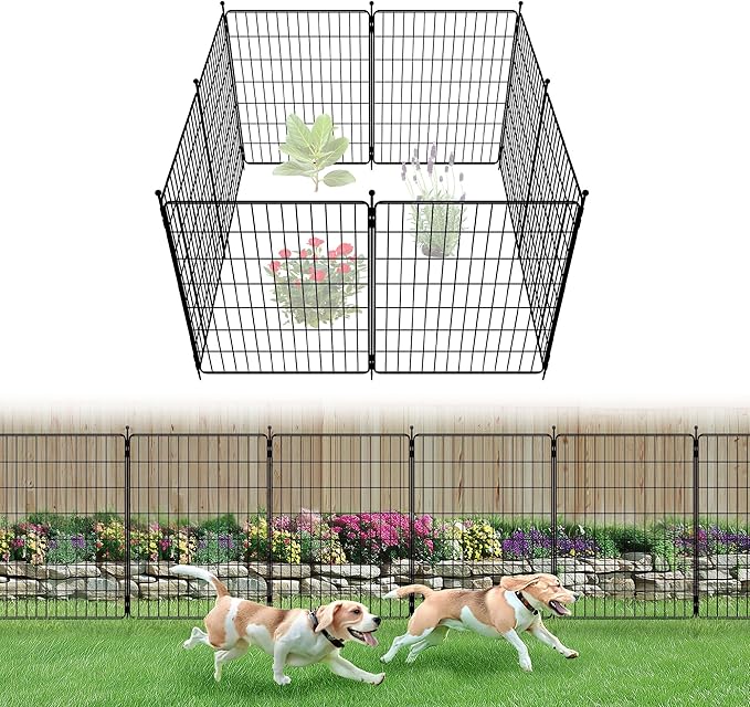 FXW Decorative Garden Fence for Yard - 32in x 15.7ft 8 Panels - Metal Fencing by FXW