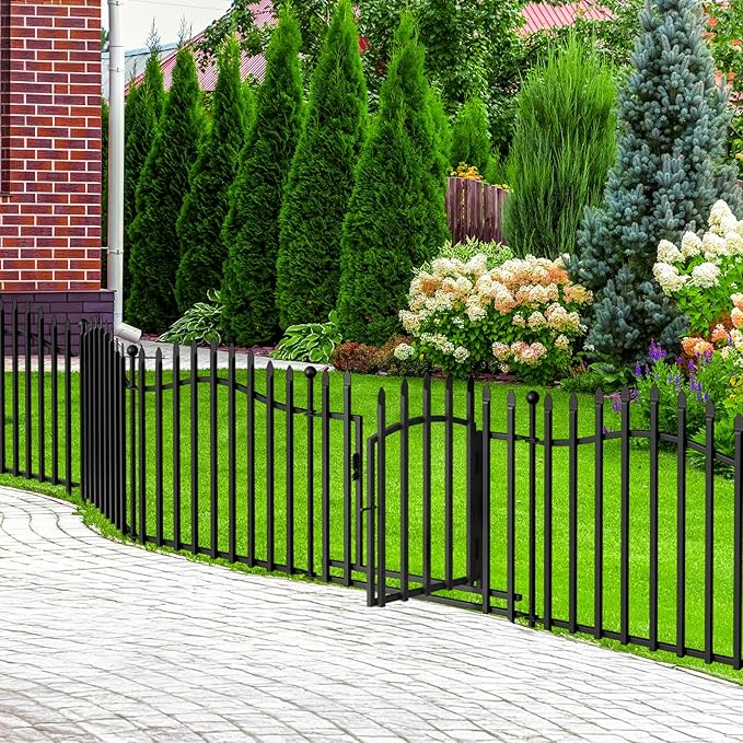 10 Panels No Dig Garden Decorative Fence - 24in H x 22.5ft L - Image 8