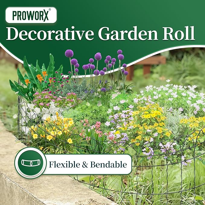 2 Rolls Black Garden Fence Border, 14 in x 40 ft Metal Folding Fence Wire Roll - Image 2