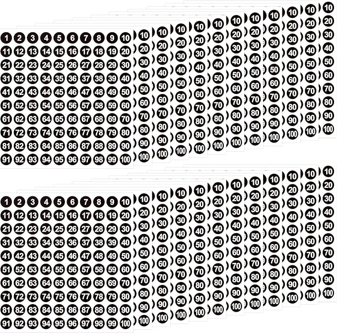 Outus 5000 Pcs 0.4 Inch 1 to 100 Number Stickers Small Number Dot Labels by Outus