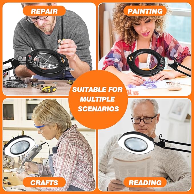 10X Magnifying Glass with Light and Stand, 84 LEDs 2 in 1 Magnifier Lamp with - Image 9