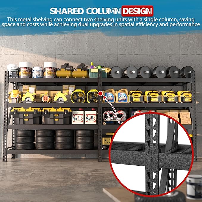 8000LBS 78 "W x 24 "D x 72 "H Garage Shelving, 4-Tier Industrial Iron Shelving - Image 8