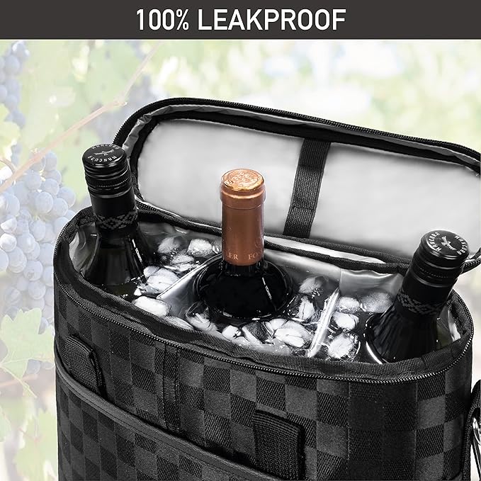 Opux 3 Bottle Wine Carrier Tote, Insulated Leakproof Cooler Bag - Image 5