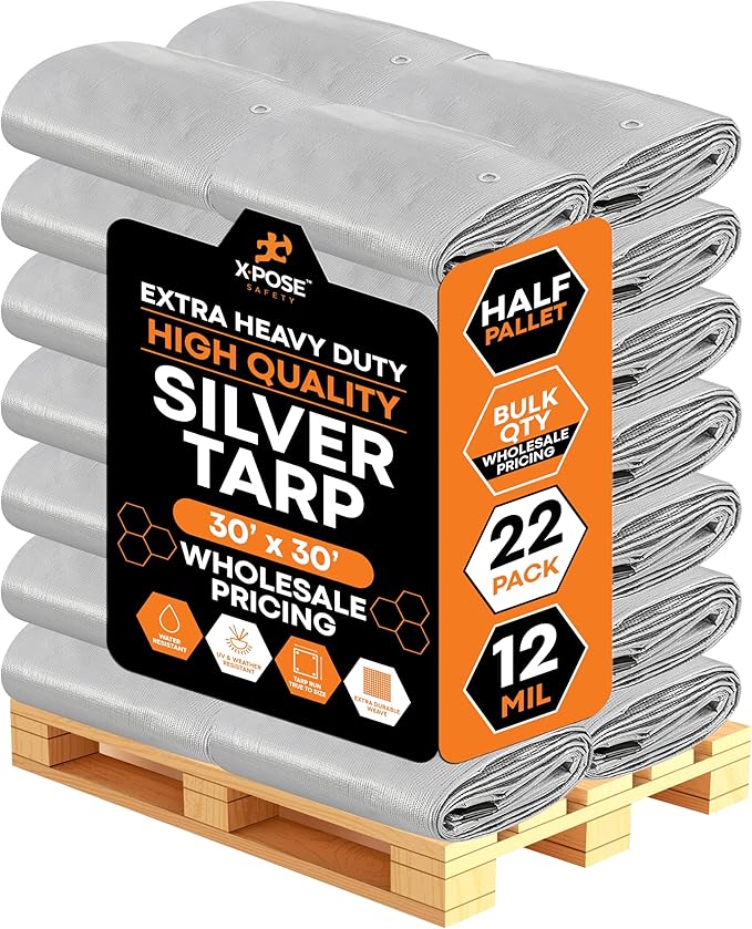 Heavy Duty Silver Poly Tarp 30' X 30' by XposeSafety