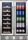 24 Inch Wine and Beverage Fridge, Wine Refrigerator Dual Zone Hold 20 Bottles by Kalamera