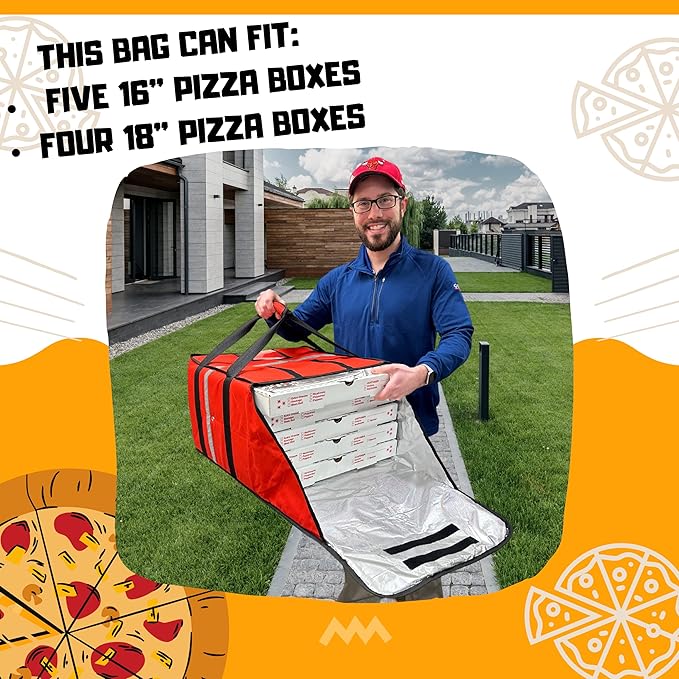 FSE Insulated Pizza Food Delivery Bag Carrier, 18 Inch x 18 Inch x 13 Inch - Image 4