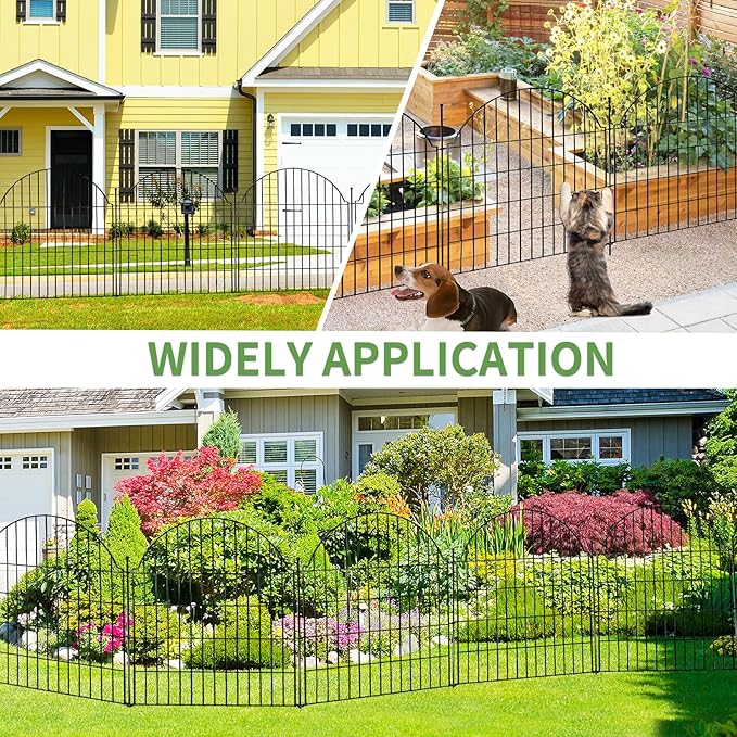 Decorative Metal Garden Fence 5 Panels, 32in x 11.8ft No Dig Dog Fence Outdoor - Image 5