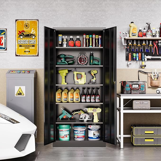 Metal Storage Cabinet with Locking Doors, Tall Cabinets - Image 2