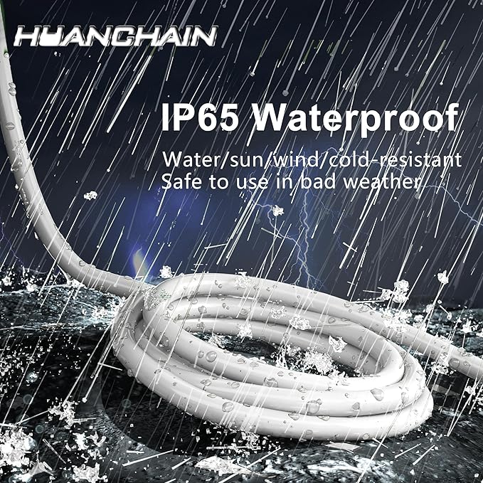 HUANCHAIN Indoor Outdoor White Extension Cord 15 ft Waterproof, 16/3 Gauge - Image 2