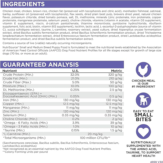 NutriSource Puppy Food for Small and Medium Breeds, Chicken Meal and Rice - Image 6