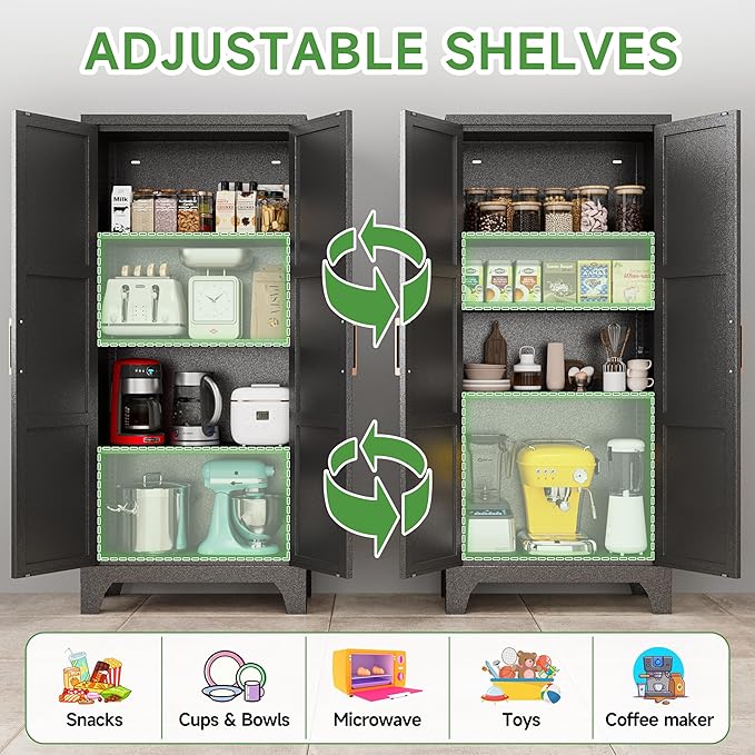 Pantry Cabinets for Kitchen, 61.02” Tall Storage Cabinets, Metal Pantry Storage - Image 4
