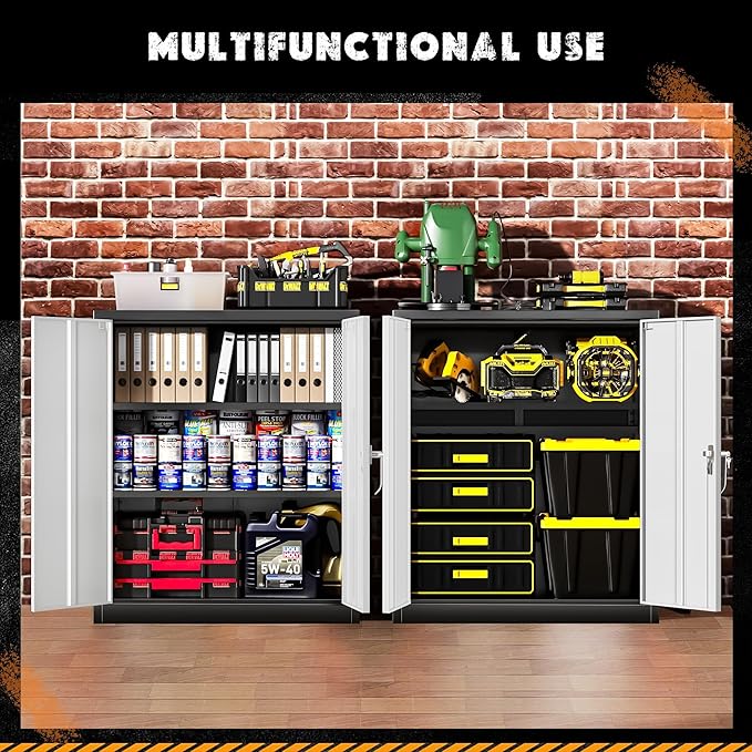 Greenvelly Metal Garage Storage Cabinet, Lockable Metal Cabinets - Image 4