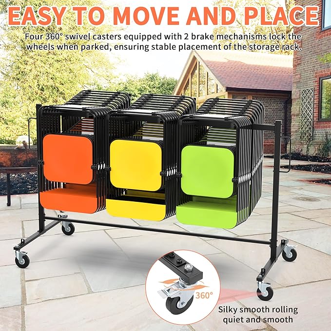 Folding Chair Rack Table and Chairs Storage Cart 400 LBS Capacity Heavy Duty - Image 6