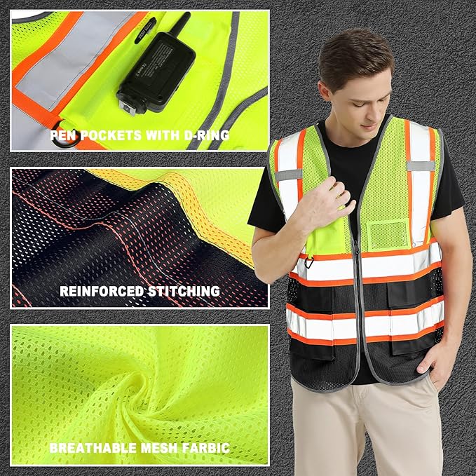BeautyWill Custom Logo 10/20 Pack Safety Vest Class2 High Visibility Vest - Image 2