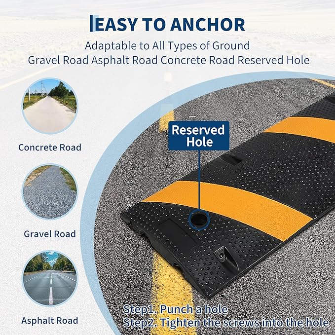 2 Pack 6FT Speed Bumps for Road, Heavy Duty 25, 000 Lbs Capacity Traffic Rubber - Image 4