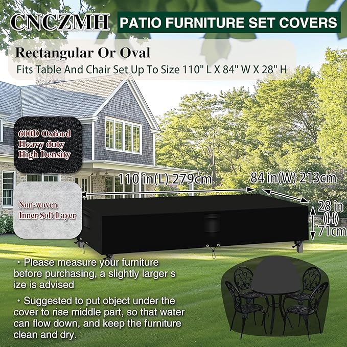 Heavy Duty Patio Furniture Covers Waterproof, 600D Outdoor Furniture Cover - Image 2
