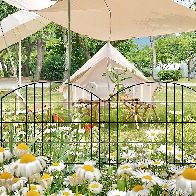 Metal Garden Fence 32 inch H x 28 inch W No Need Dig Outdoor Rustproof Animal - Image 2
