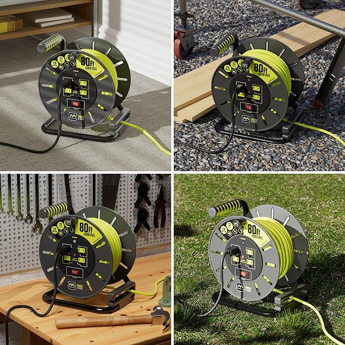 Masterplug 80ft Cord Reel, Retractable Extension Lead - Image 6