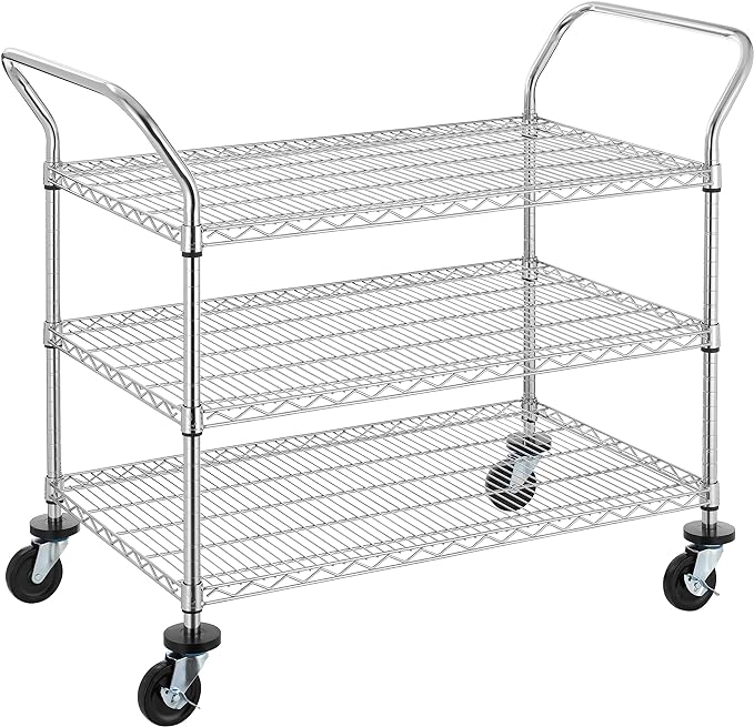 Finnhomy 3-Tier Commercial Grade Rolling Cart, Heavy Duty Utility Cart by Finnhomy