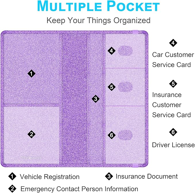 Wisdompro Car Document Holder Organiser, PU Leather Vehicle Insurance and - Image 2