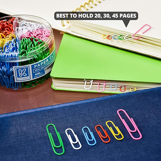 450 Color Paper Clips Assorted Sizes Small, Medium and Large Paper Clips - Image 4