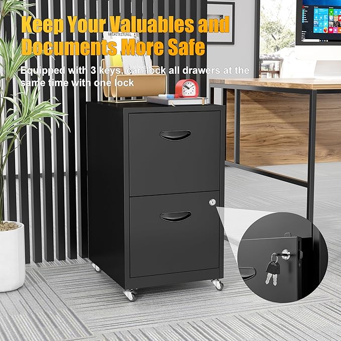 2 Drawer Mobile File Cabinet - Image 6